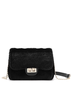 Faux Fur Handbag For Women HM100 BLACK